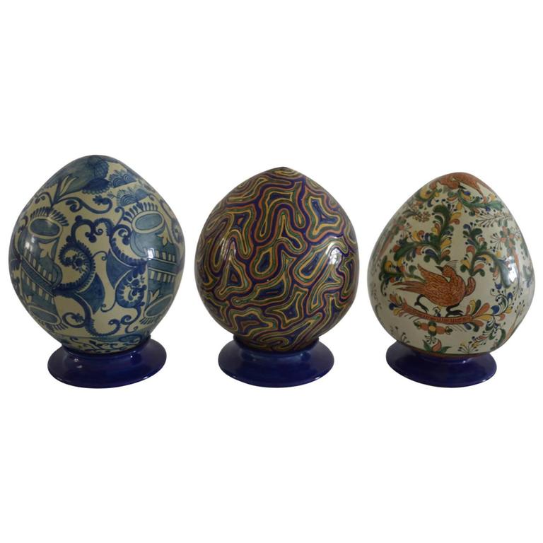 Mexican Colorful Ceramic Talavera Decoration Eggs For Sale at 1stDibs