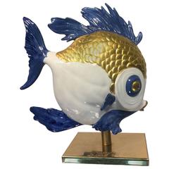 Incredible Italian Ceramic Sculpture of a Fish by Sergio Dauti