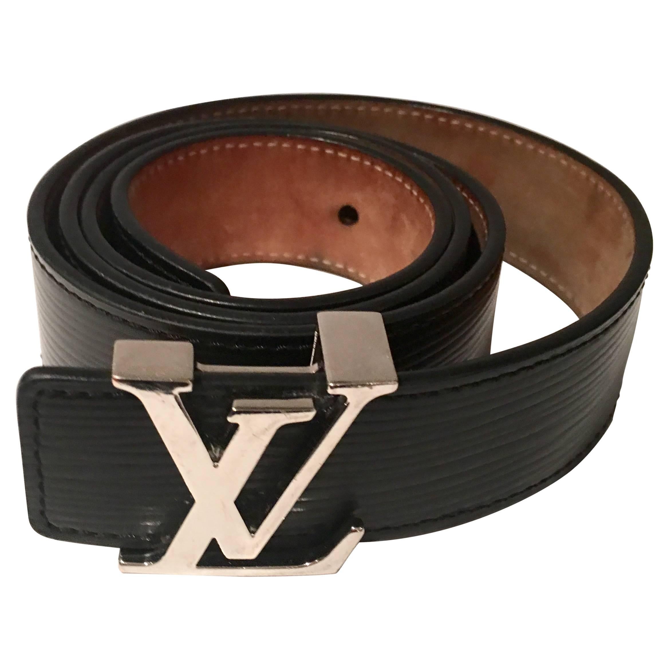 Louis Vuitton "LV" Chrome Logo & Epi Leather Belt