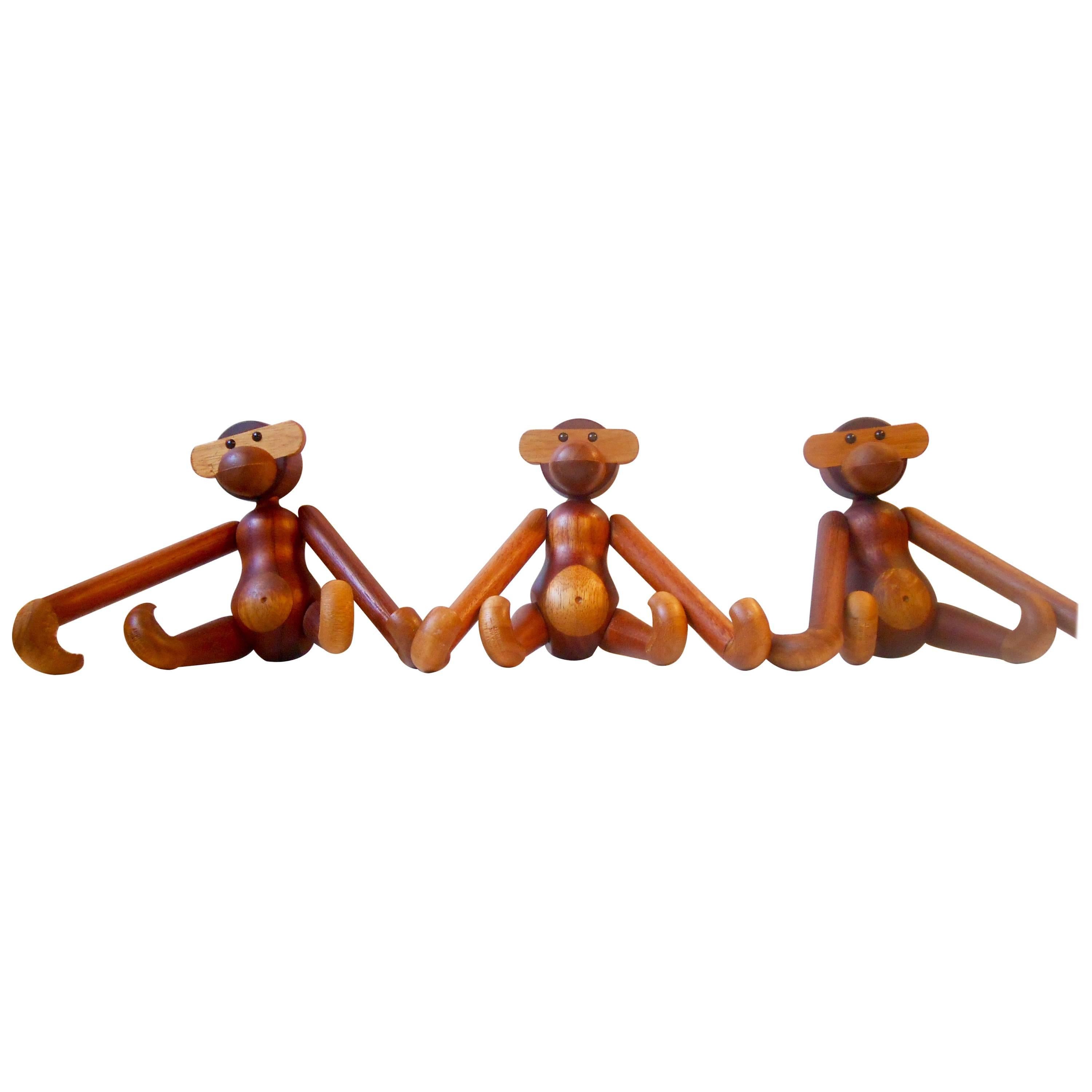 Vintage Monkeys with Matching Patina by Kay Bojesen, Denmark, circa 1960-1970