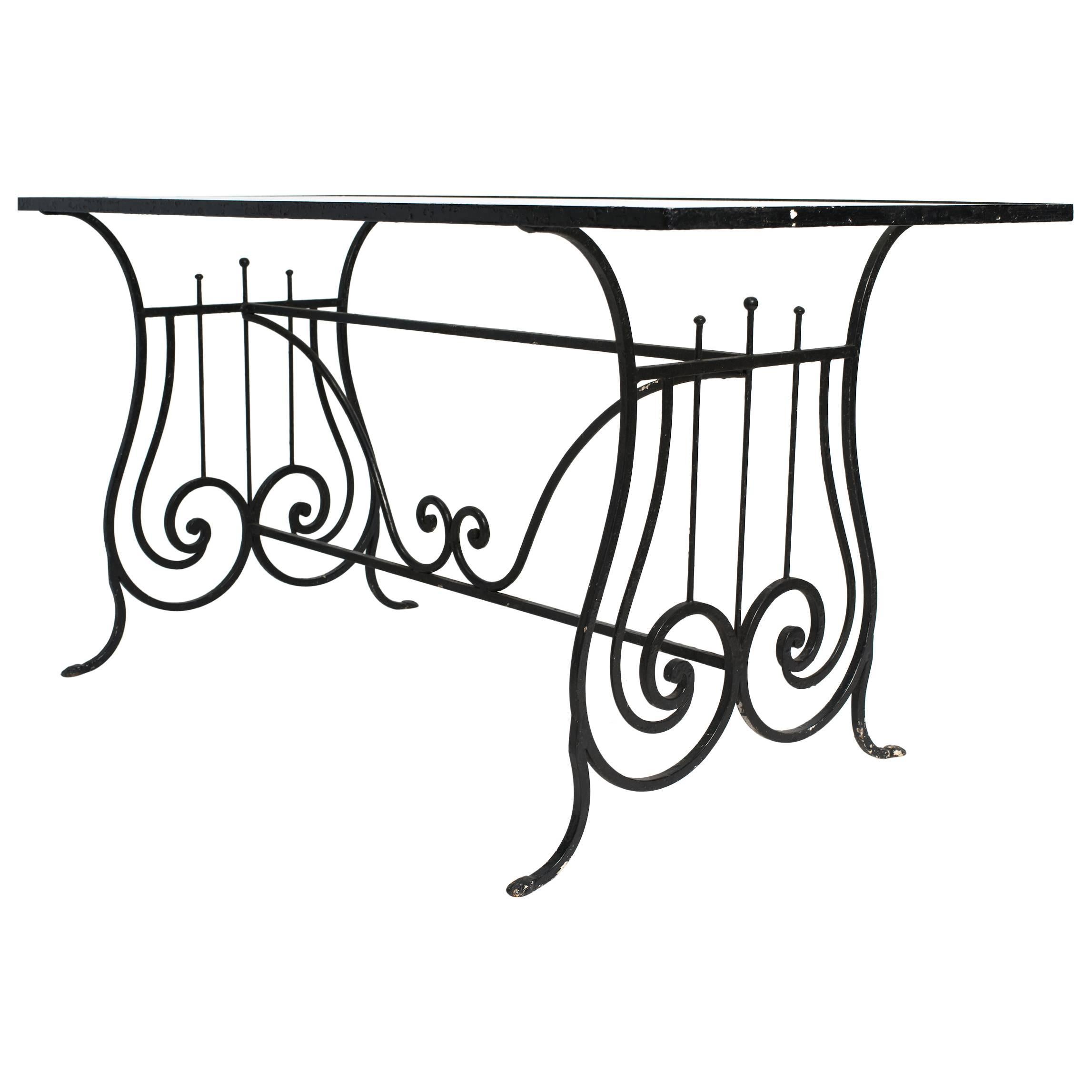 Iron Lyre Garden Table For Sale