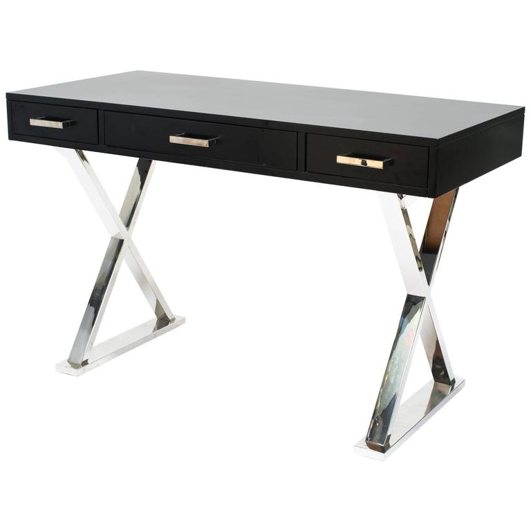Rosewood Desk On Floating Chrome Base By Ste Marie Lau At 1stdibs Chrome Base X Desk