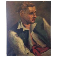 Vintage Muted Oil Painting of Fair Haired Man