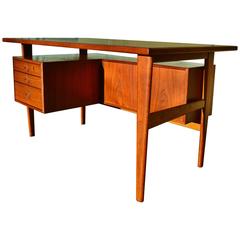 Unique Kai Kristiansen Teak Architectural Desk with Back Display Shelves