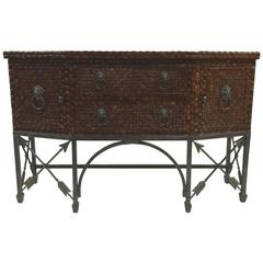 1970s Inlaid Coconut Shell & Hammered Copper Sideboard by Maitland-Smith