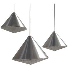 Three Beautiful Glass Chandeliers Cone Shape, Anno, 1970