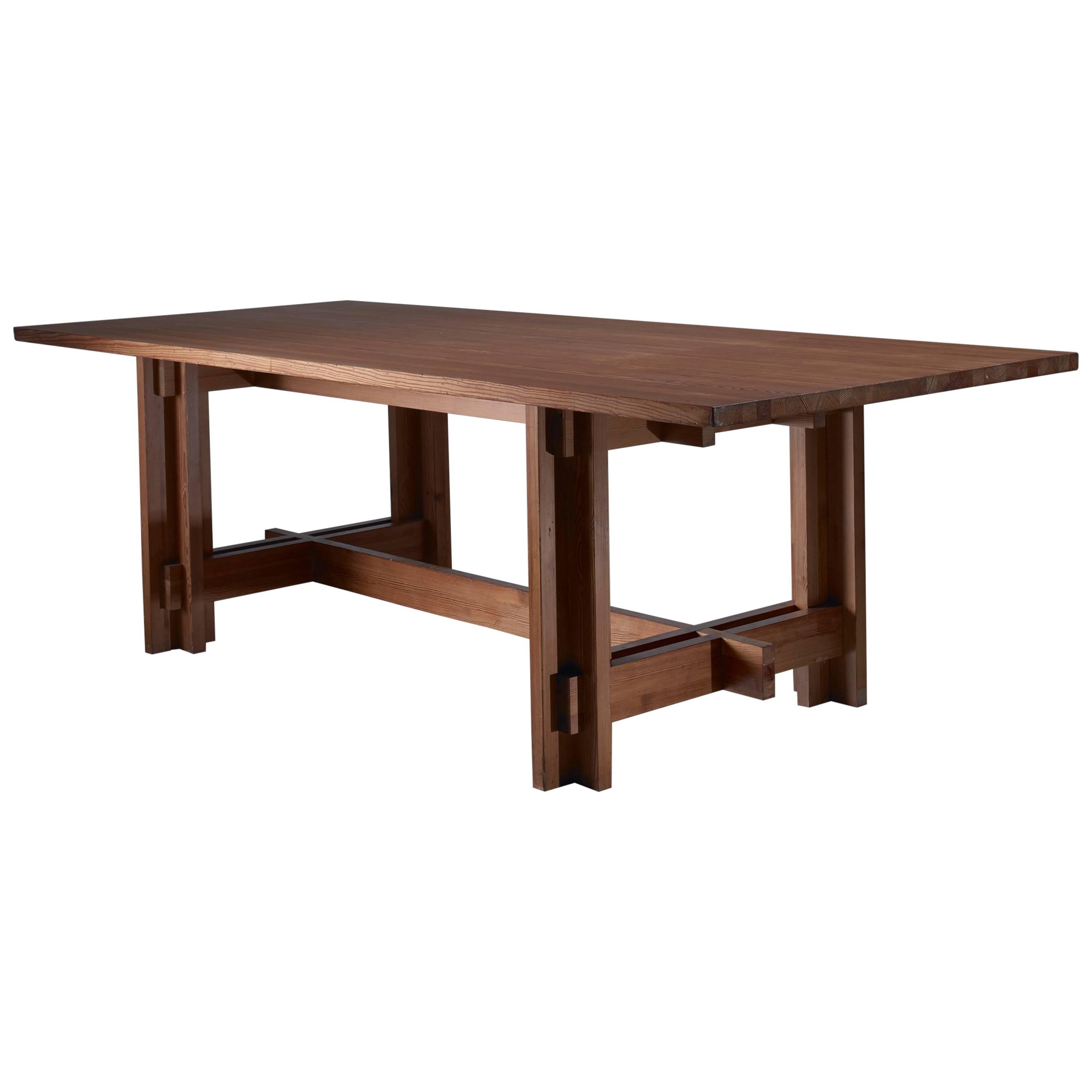 Peter Schmid Architectural Pine Dining Table, Austria, 1960s For Sale