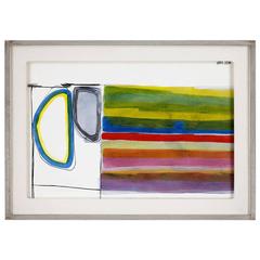 Watercolor and Charcoal Drawing of Shapes and Stripes