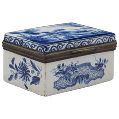 Antique Dutch Delft De Lampetkan Lidded Blue and White Box Signed, circa 1759