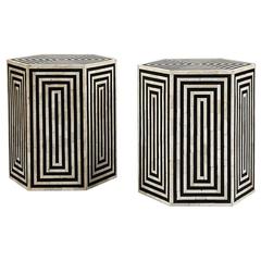 Pair of Horn and Ebonized Side Tables