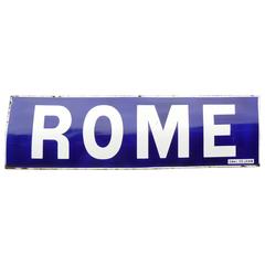 20th Century Enamel Sign Metro, Rome Station