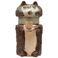 Antique Bear Holding Cup Tobacco Jar Sussex, 19th Century