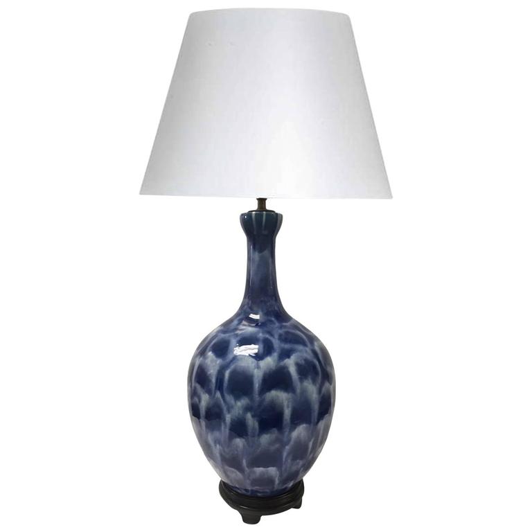 Antique Blue Spongeware Single Lamp At 1stdibs Antique Blue Spongeware Single Lamp For
