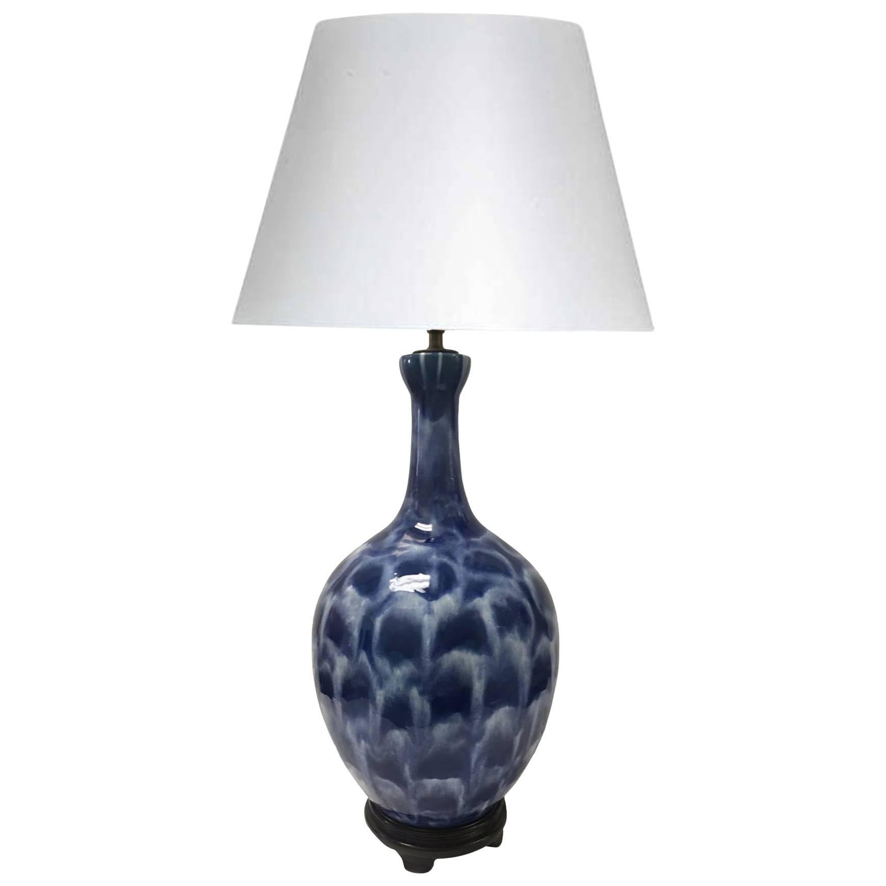 Antique Blue Spongeware Single Lamp