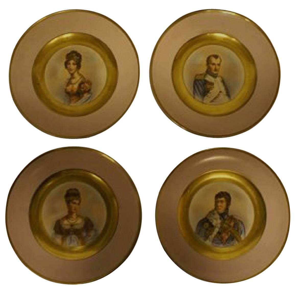 Four B & G Portrait Plates, Napoleon, Wife and Other French Royalties