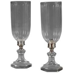 Pair of Modern Cut-Glass Regency Style Storm Shades