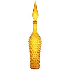 Tall Empoli Amber Art Glass Decanter