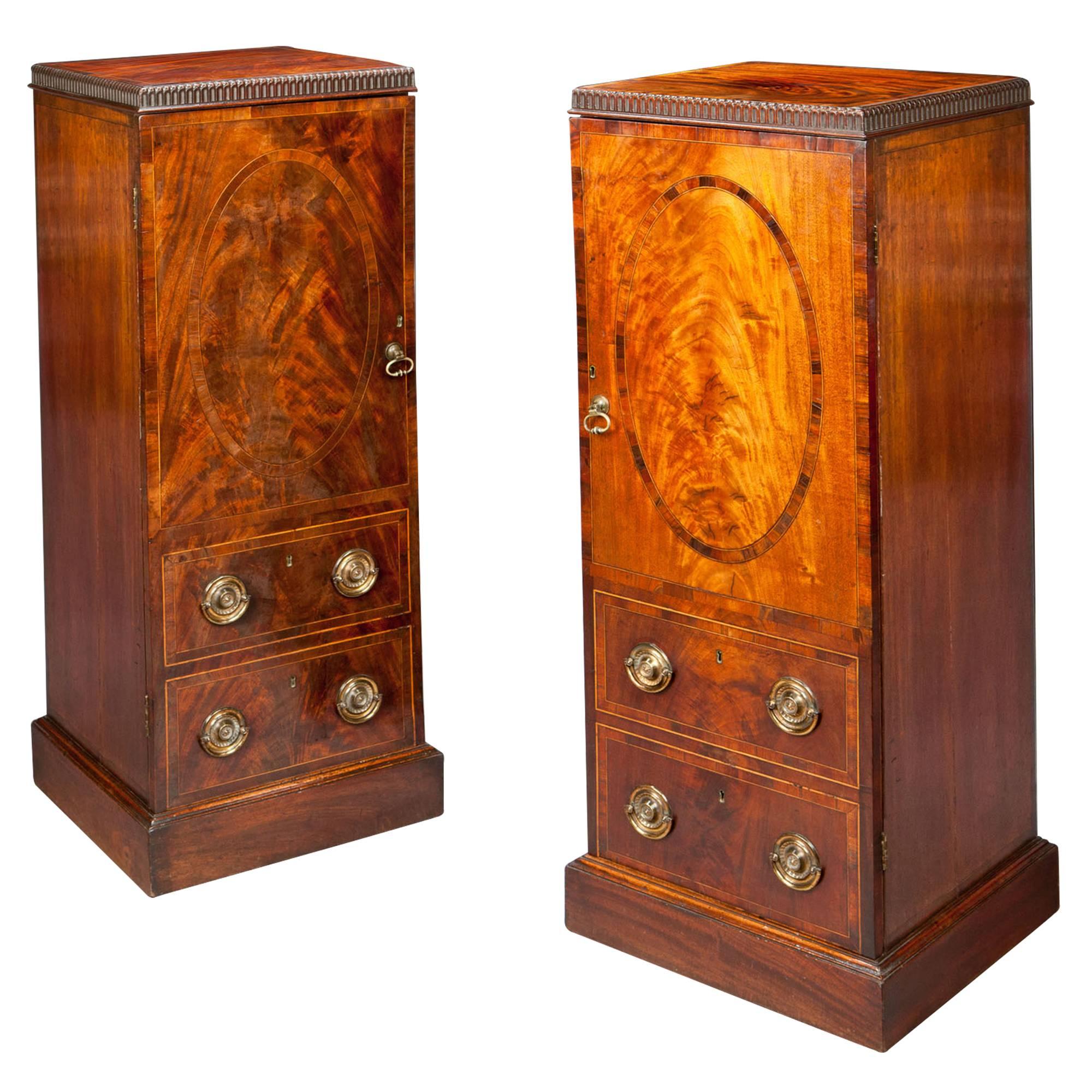 Pair of George III Mahogany Pedestal Cupboards