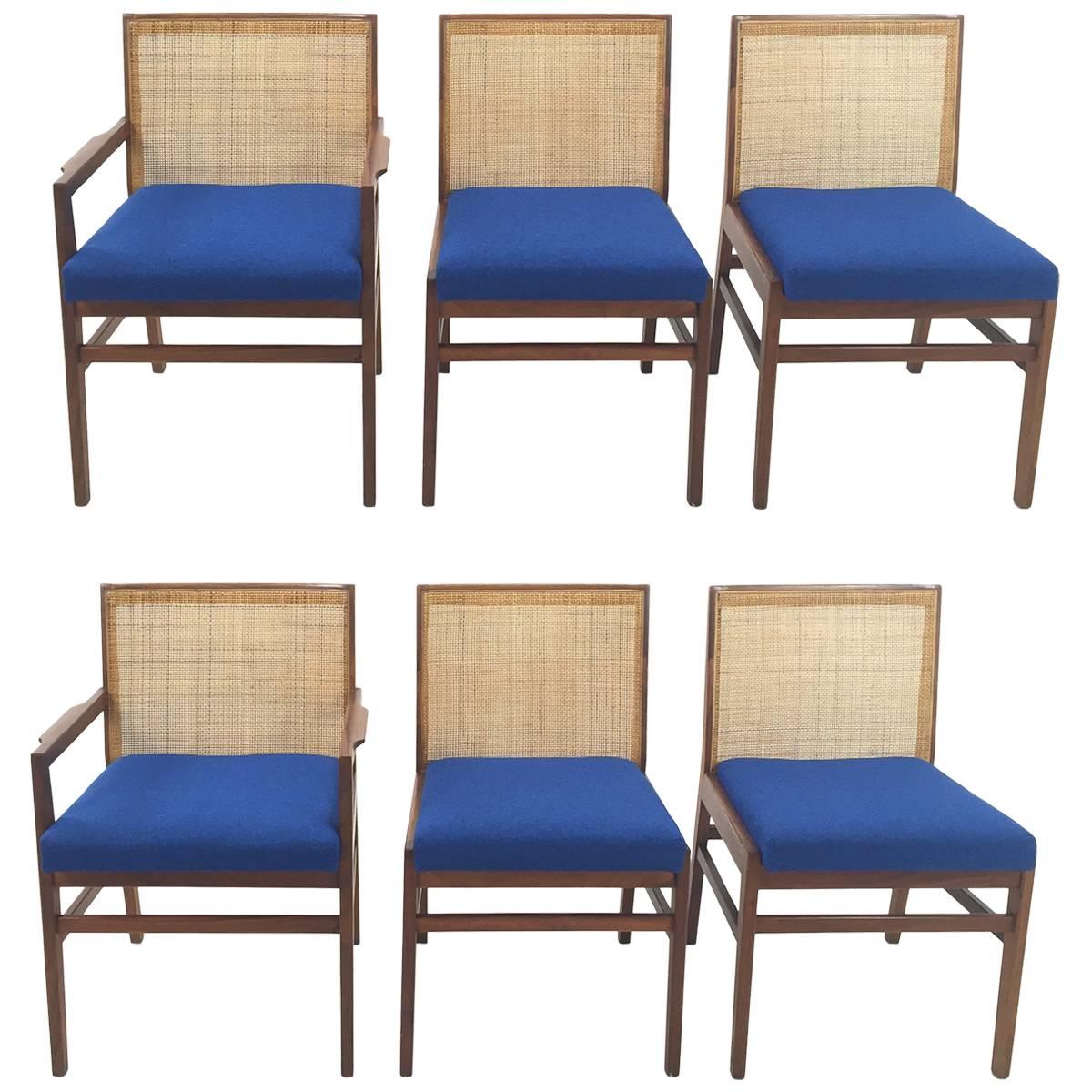 Milo Baughman Cane and Walnut Dining Chairs for Arch Gordon