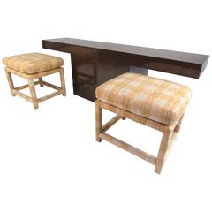 Mid-Century Milo Baughman Console Table with Matching Benches