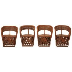 Mexican Set of Four Leather Chairs, circa 1970s 4