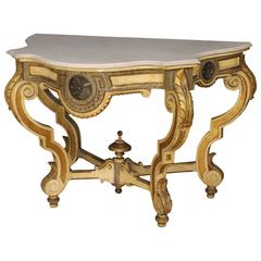 20th Century Spanish Console Table with White Marble Top 11