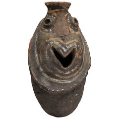 Kwoma Ceremonial Pottery Head Jar Papau New Guinea, 19th Century