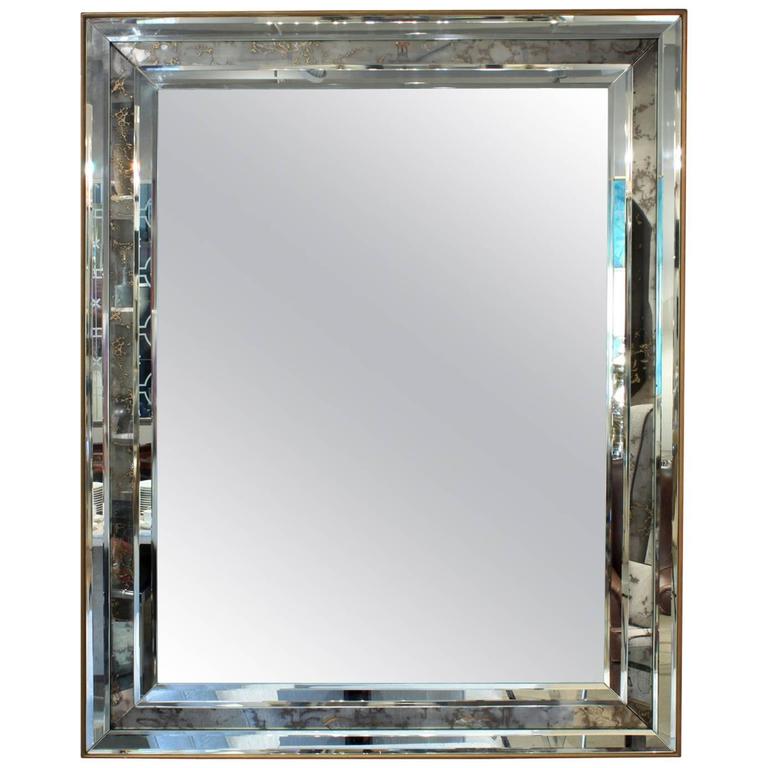 Stunning Large Antiqued Edge Beveled Mirror For Sale at 1stDibs