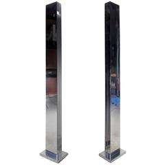 Pair of Mid-Century Chrome Torchiere Skyscraper Floor Lamps by Casella 10