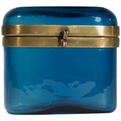 Blue Glass and Brass Box