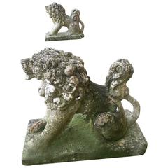 Pair of Characterful Seated Stylised Bath Stone Dogs