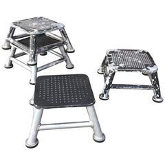 Vintage Industrial Aluminum Train Station Step Stools