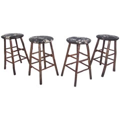 Set of Four Vintage Rustic Bar Stools by Old Hickory