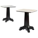 Pair of Ebonized Pedestal Tables with Marble Tops