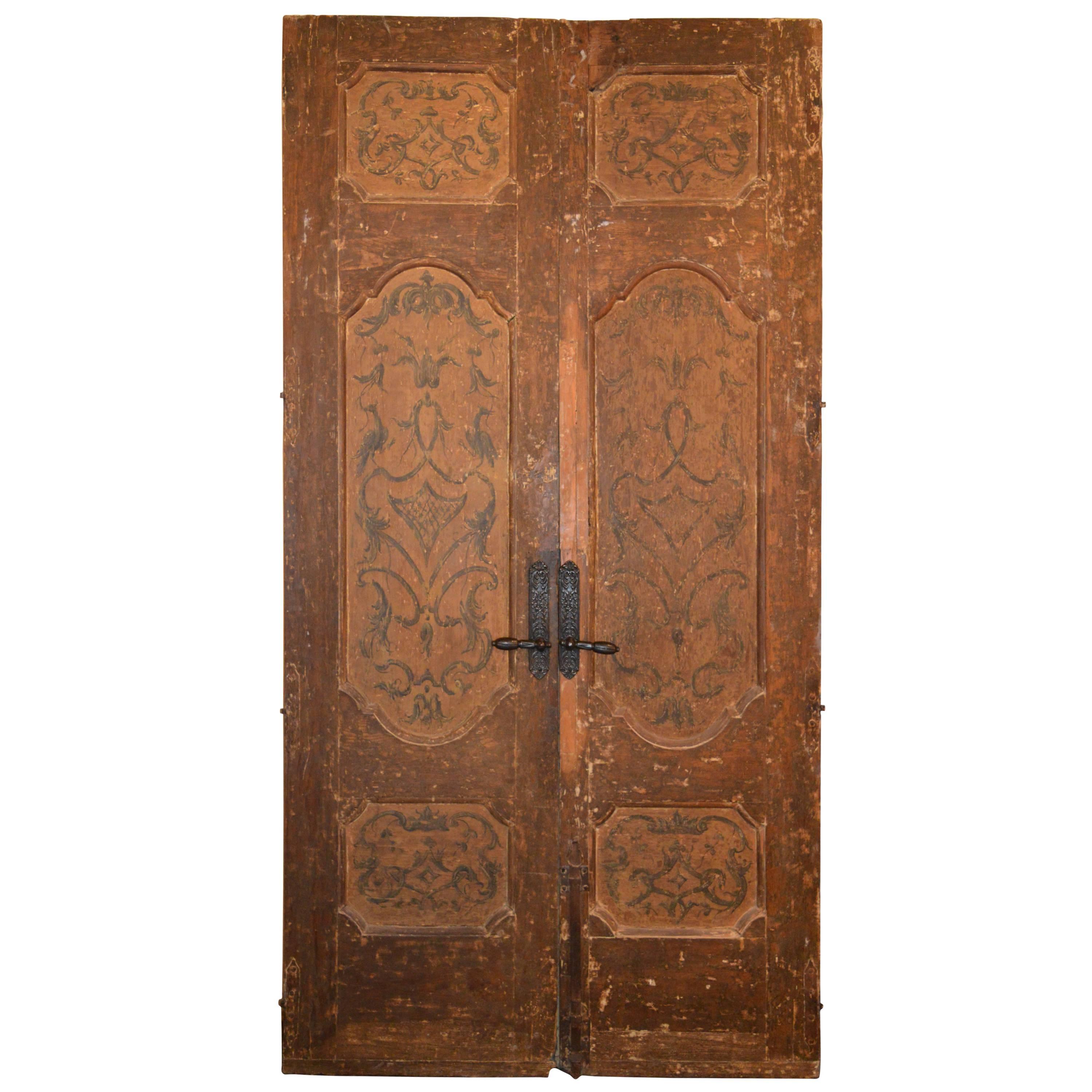 Pair of 18th Century Italian Doors Painted on Both Sides