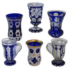 Collection of Bohemian Cobalt Cut Out Glassware