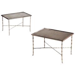 Pair of Aluminium End Tables Attributed to Jansen