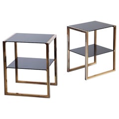 Pair of Mid-Century Chrome and Polished Brass Willy Rizzo Tables