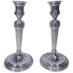 Pair of Tiffany Neoclassical Sterling Silver Candlesticks
