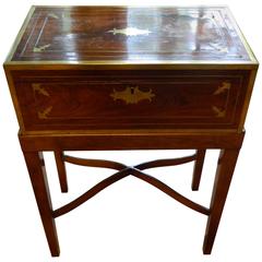 English Mahogany Lap Desk on a Custom-Made Stand with String Inlay, 19th Century