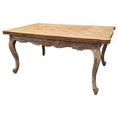 French Parquet Top Draw-Leaf Dining Table