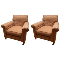 Ralph Lauren Pair of Upholstered Chairs on Casters, 20th Century