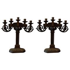 Pair of French Bronze Renaissance Revival Candelabra 9