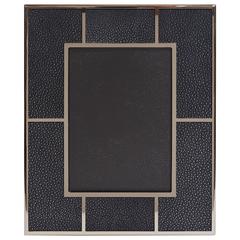 Rectangular Black Shagreen Nickel-Plated Photo Frame by Fabio Bergomi