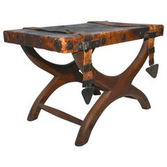 Stool Butaque Miguelito, Mahogany and Leather 5