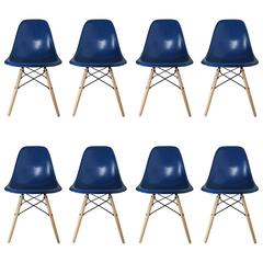Eight Royal Blue Herman Miller by Eames Dining Chairs
