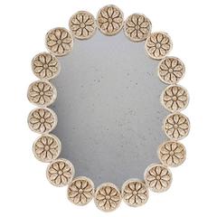 Large Oval Mirror with Carved Roundels