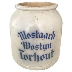 Vintage Belgian Stoneware Mustard Confit Pot