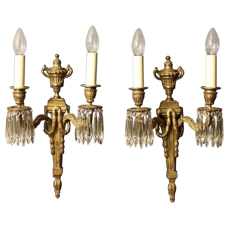 French 19th Century Pair of Bronze Antique Wall Sconces at 1stdibs