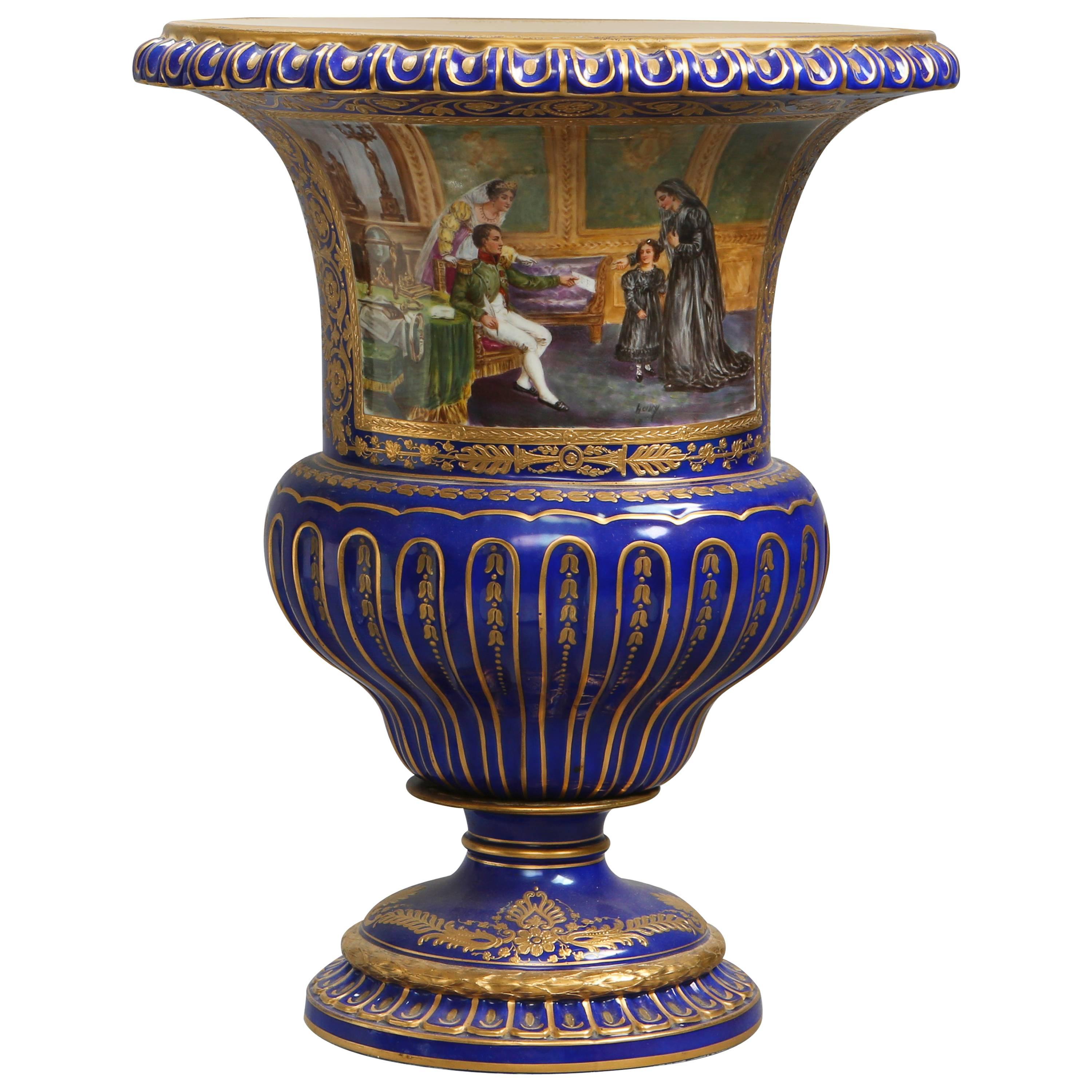 Sèvres Style Urn Depicting Napoleon I Meeting with the Countess of Bonchamps For Sale